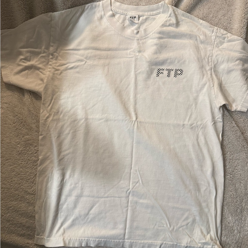 FTP White Checkered Logo Tee - Size Large